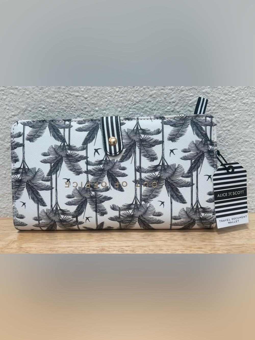 White Palm-Print Travel Document Wallet